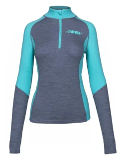 509 FZN Women's Merino Quarter Zip Shirt -Motorcycle Parts Store 509 fzn womens merino quarter zip shirt grey teal