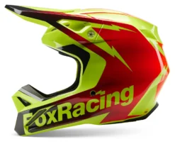 Fox Racing V1 Statk Helmet -Motorcycle Parts Store fox racing v1 statk helmet red hi viz yellow black 2