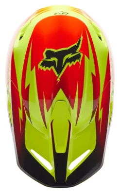 Fox Racing V1 Statk Helmet -Motorcycle Parts Store fox racing v1 statk helmet red hi viz yellow black 4