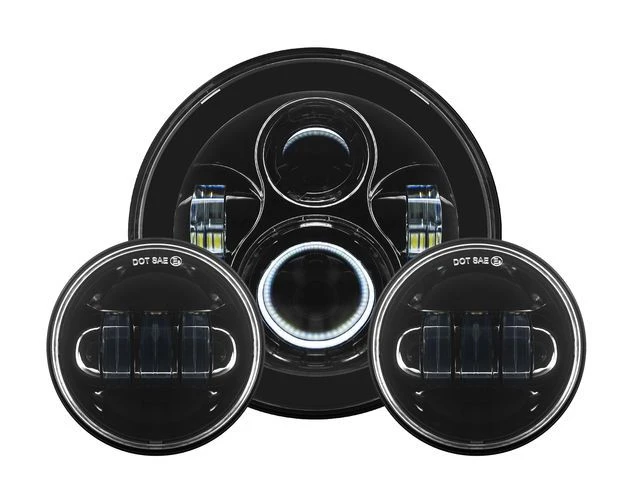 HogWorkz LED 7" Headlight And 4 1/2" Passing Lamps Kit For Harley 1994-2023