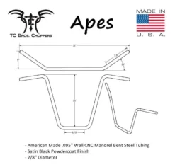 TC Bros Ape Hanger 7/8" Handlebars -Motorcycle Parts Store tc bros78 ape hanger handlebars 15 rise 1