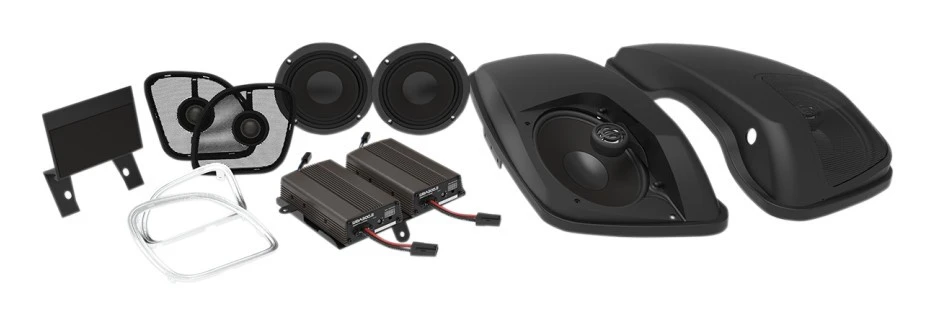 Wild Boar By Hogtunes Front Speakers, Lids & 600 Watt Amp Kit For Harley Road Glide 2015-2023